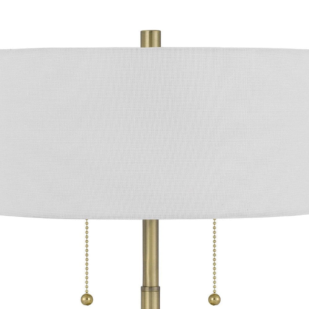 20 Inch Metal Table Lamp with Pull Chain Switch Brass By Casagear Home BM272215