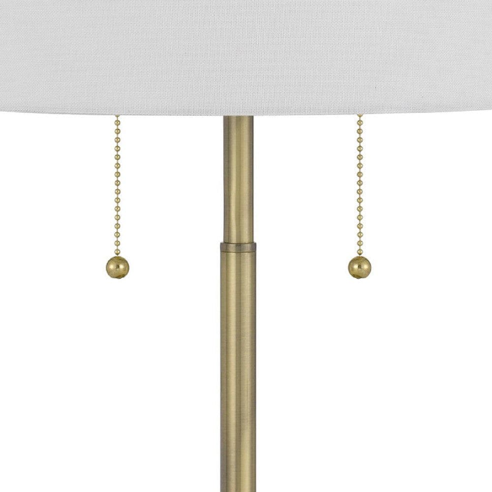 20 Inch Metal Table Lamp with Pull Chain Switch Brass By Casagear Home BM272215