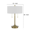 20 Inch Metal Table Lamp with Pull Chain Switch Brass By Casagear Home BM272215