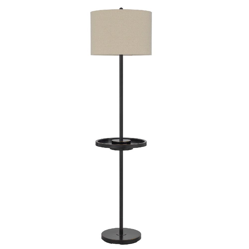 62 Inch Metal Floor Lamp, Tray, Dimmer,  2 USB Ports, Bronze By Casagear Home