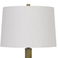 42 Inch Clear Glass Table Lamp with Dimmer and Oak Wood Accent By Casagear Home BM272228