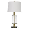 42 Inch Clear Glass Table Lamp with Dimmer and Oak Wood Accent By Casagear Home