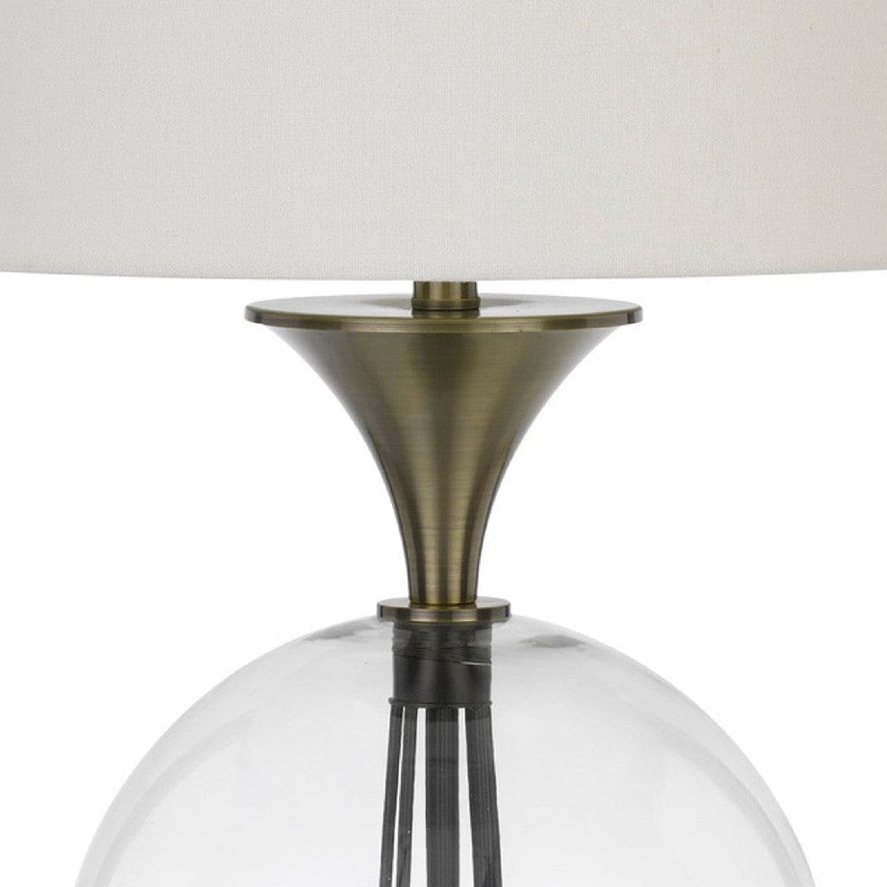 46 Inch Metal And Glass Globe Table Lamp Dimmer Brass Finish By Casagear Home BM272230