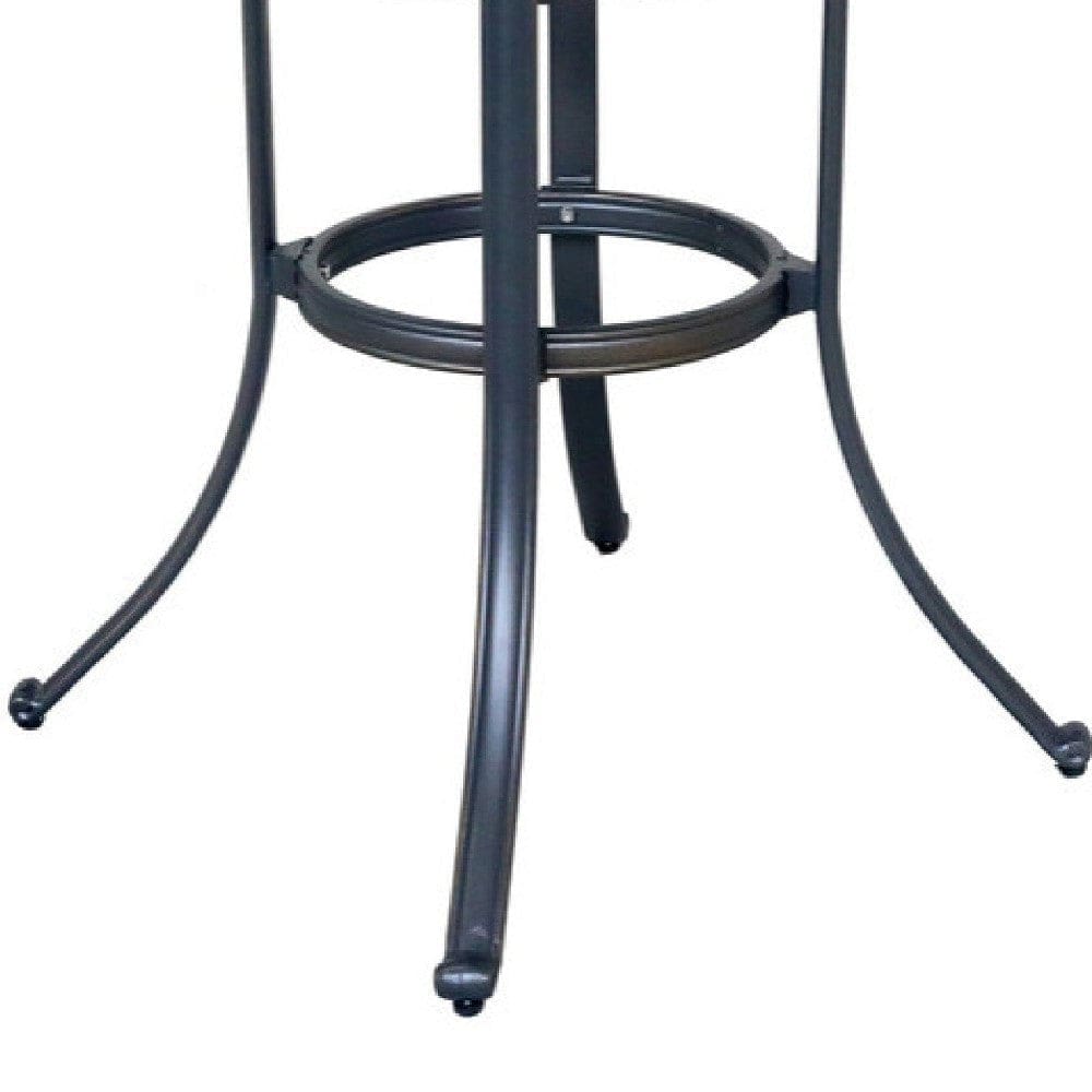 40 Inch Outdoor Patio Round Bar Table Lattice Pattern Black By Casagear Home BM272241