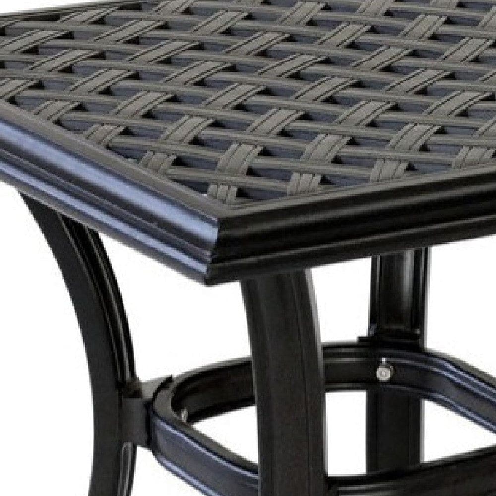 22 Inch Wynn Outdoor Patio Metal End Table Pattern Top Black By Casagear Home BM272250