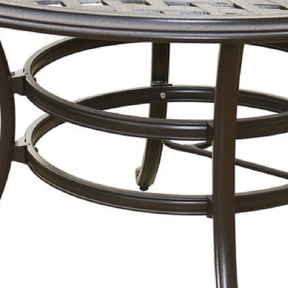 49 Inch Wynn Outdoor Patio Round Open Metal Dining Table Black By Casagear Home BM272254