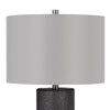 27 Inch Ceramic Table Lamp Faux Leather Wrapped Dimmer Gray By Casagear Home BM272316