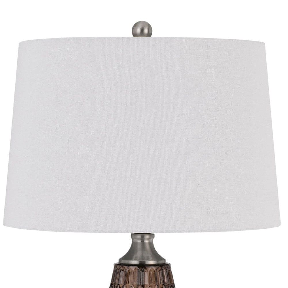 31 Inch Glass Table Lamp with Dimmer Geometric Base Brown By Casagear Home BM272317