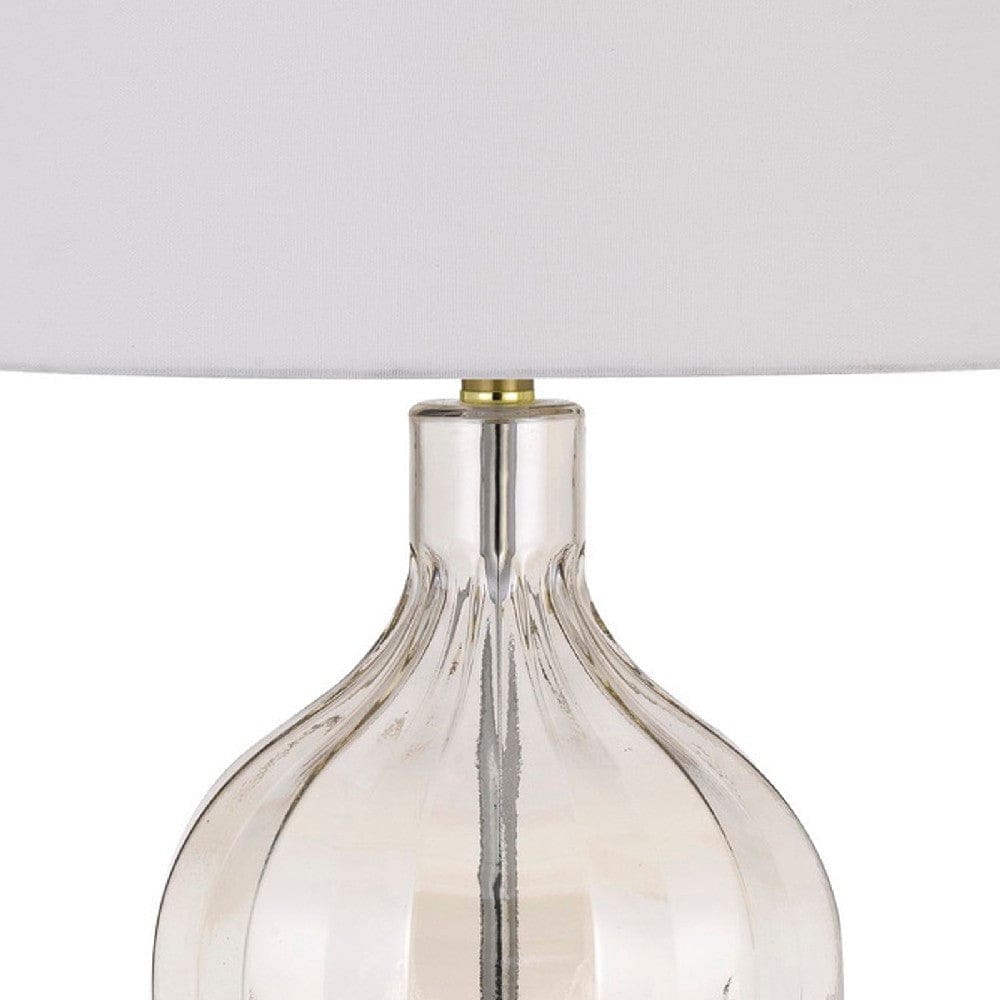 29 Inch Glass Table Lamp with Dimmer Round Clear and Brass By Casagear Home BM272318