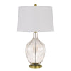 29 Inch Glass Table Lamp with Dimmer, Round, Clear and Brass By Casagear Home