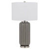 29 Inch Ceramic Curved Table Lamp with Stripes, Dimmer, Gray By Casagear Home