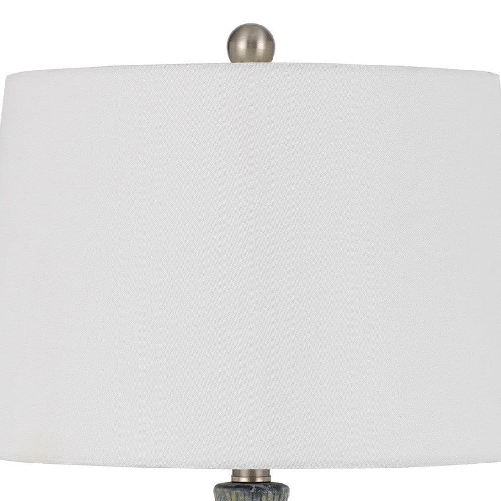 25 Inch Onion Table Lamp with Ribbed Texture and Dimmer Gray By Casagear Home BM272342