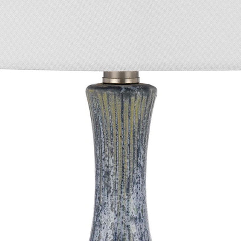 25 Inch Onion Table Lamp with Ribbed Texture and Dimmer Gray By Casagear Home BM272342