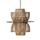 24 Inch Rattan Pendant Chandelier Natural Brown Brass By Casagear Home BM272381