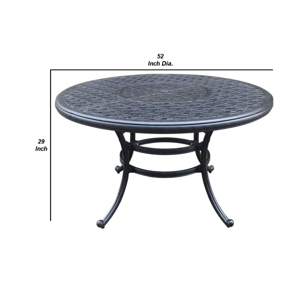 52 Inch Outdoor Round Metal Patio Dining Table Dark Bronze By Casagear Home BM272411