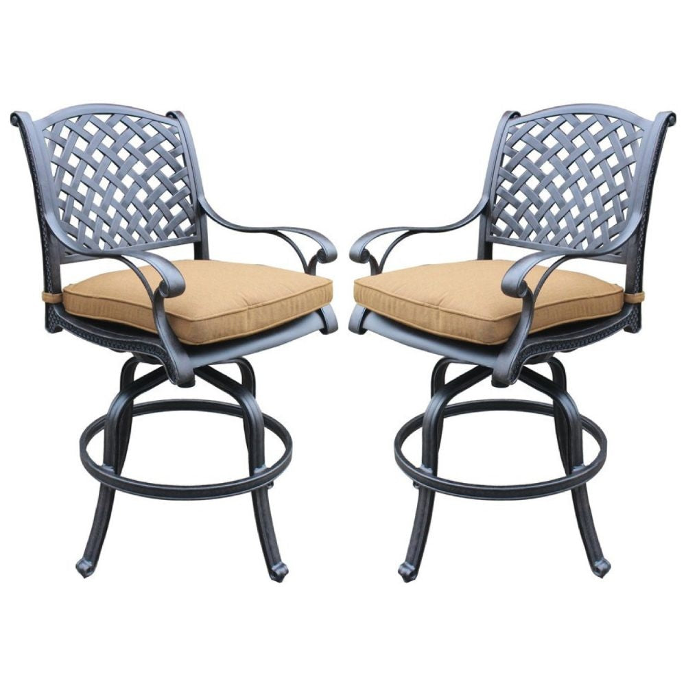 49 Inch Swivel Outdoor Patio Bar Stool, Set of 2, Brown By Casagear Home