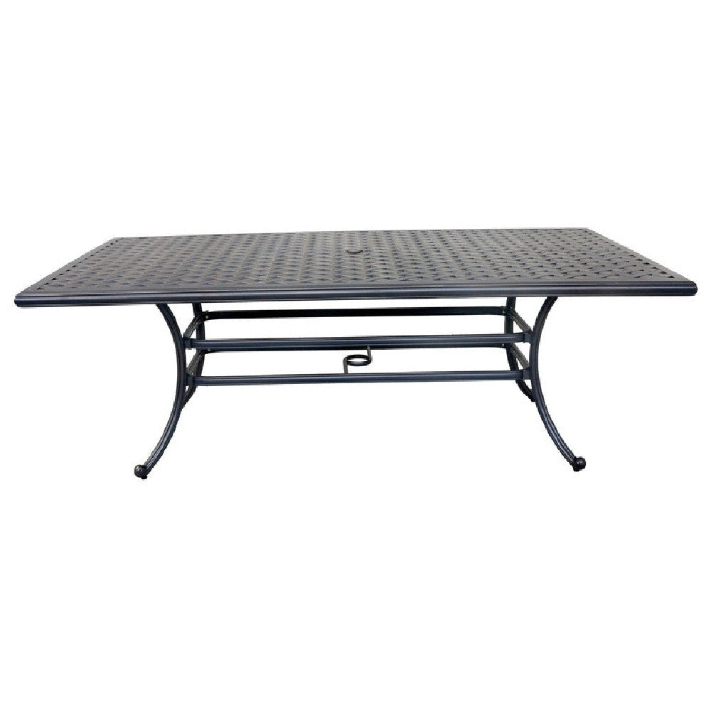 86 Inch Large Outdoor Patio Metal Lattice Dining Table Black By Casagear Home BM272511