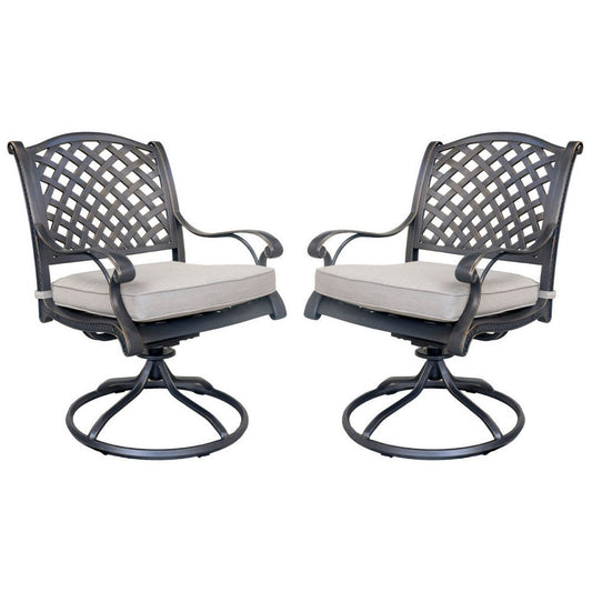 27 Inch Swivel Outdoor Patio Dining Chair, Set of 2, Bronze By Casagear Home