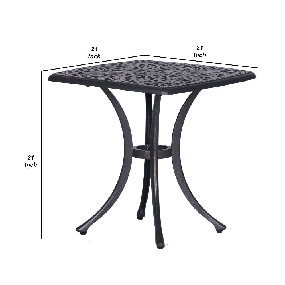 21 Inch Arbor Metal End Table with Curved Legs Gunmetal Gray By Casagear Home BM272969