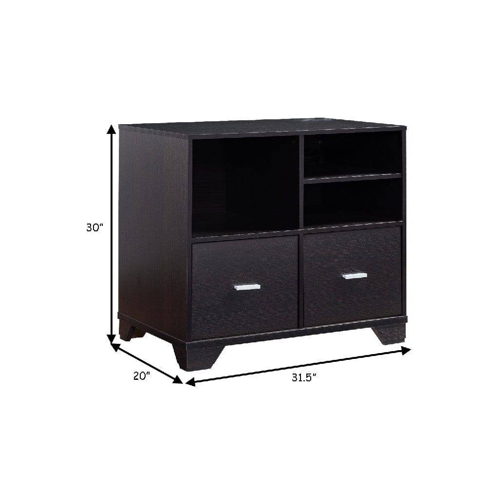 31 Inch File Cabinet Printer Stand Table with 2 Drawers Dark Brown By Casagear Home BM273003