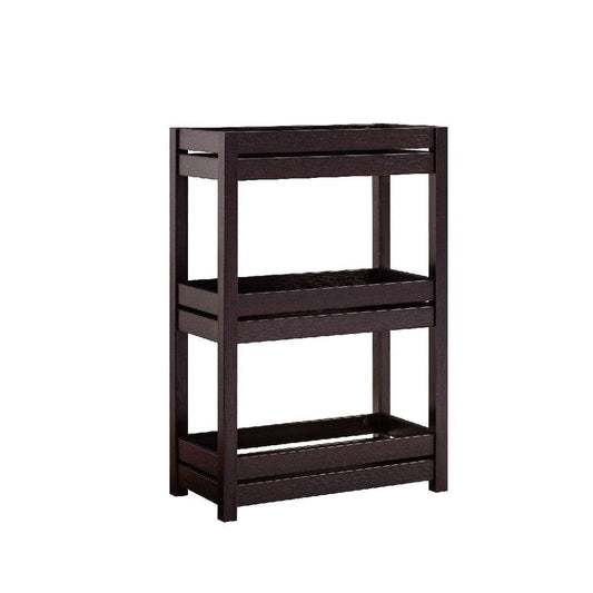 36 Inch Ethan 3 Tier Storage Cabinet with Raised Shelf Edges, Dark Brown By Casagear Home