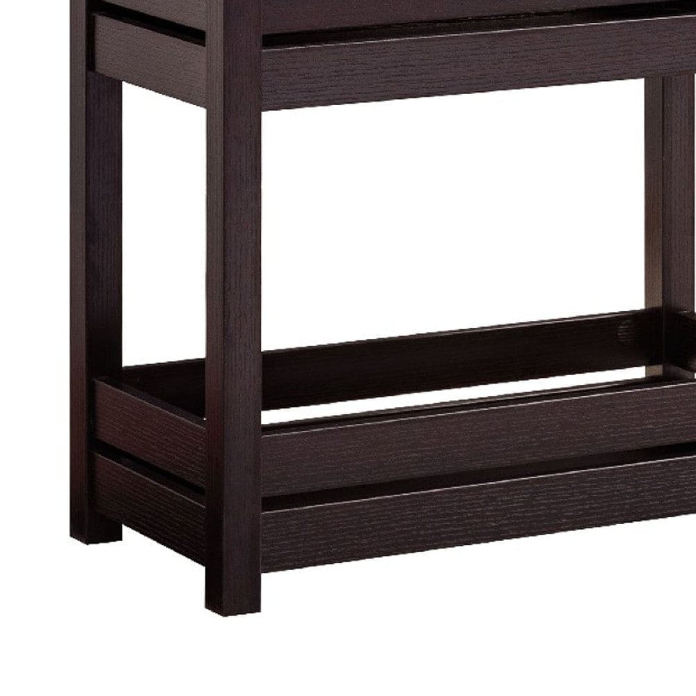 36 Inch Ethan 3 Tier Storage Cabinet with Raised Shelf Edges Dark Brown By Casagear Home BM273015