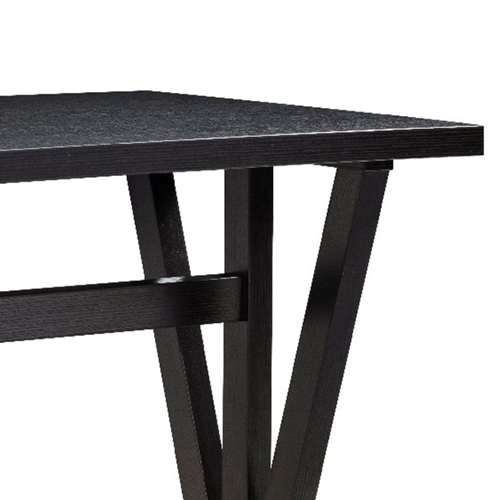 47 Inch Ethan Collection Wood Dining Table V Shaped Legs Trestle Dark Brown By Casagear Home BM273022