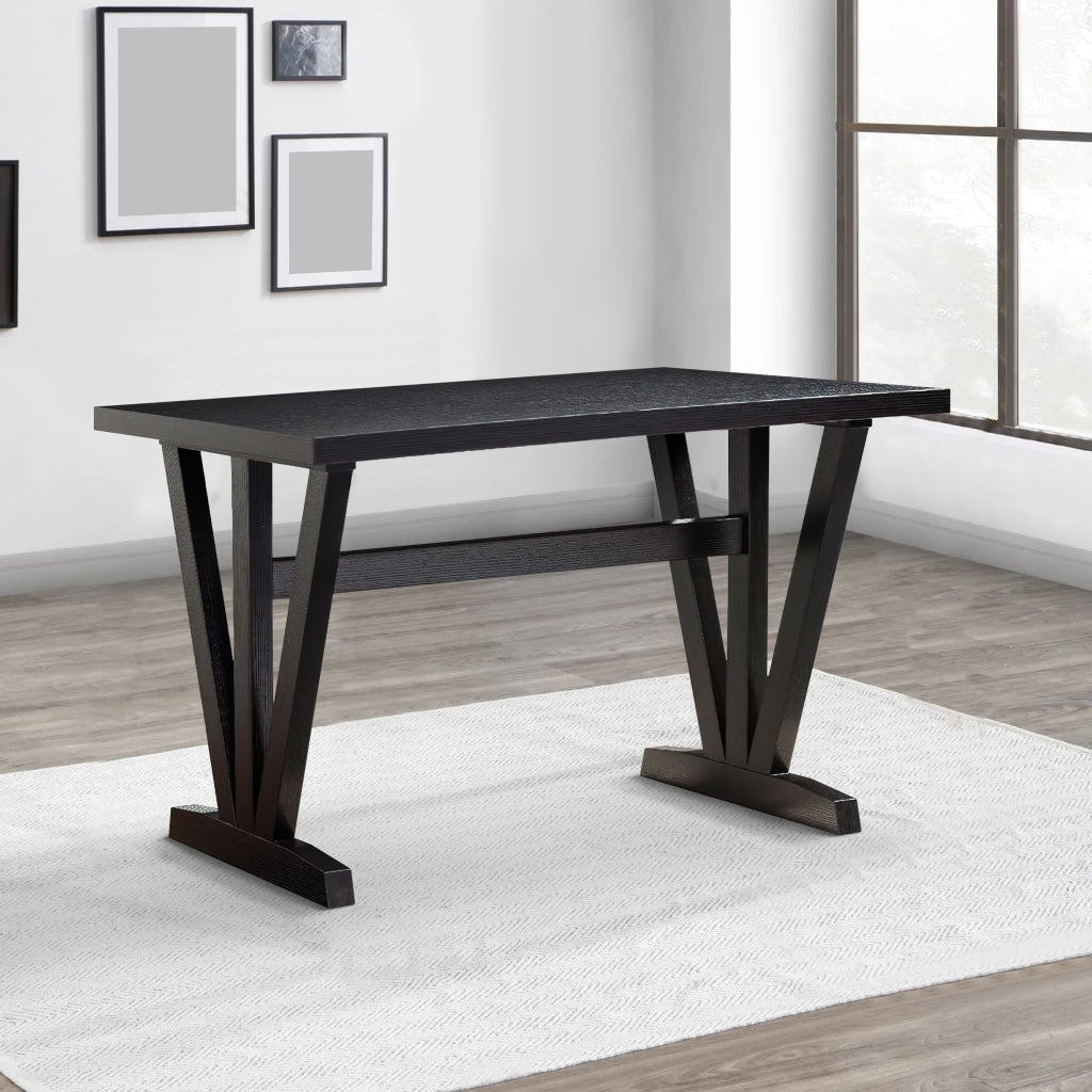 47 Inch Ethan Collection Wood Dining Table, V Shaped Legs, Trestle, Dark Brown By Casagear Home