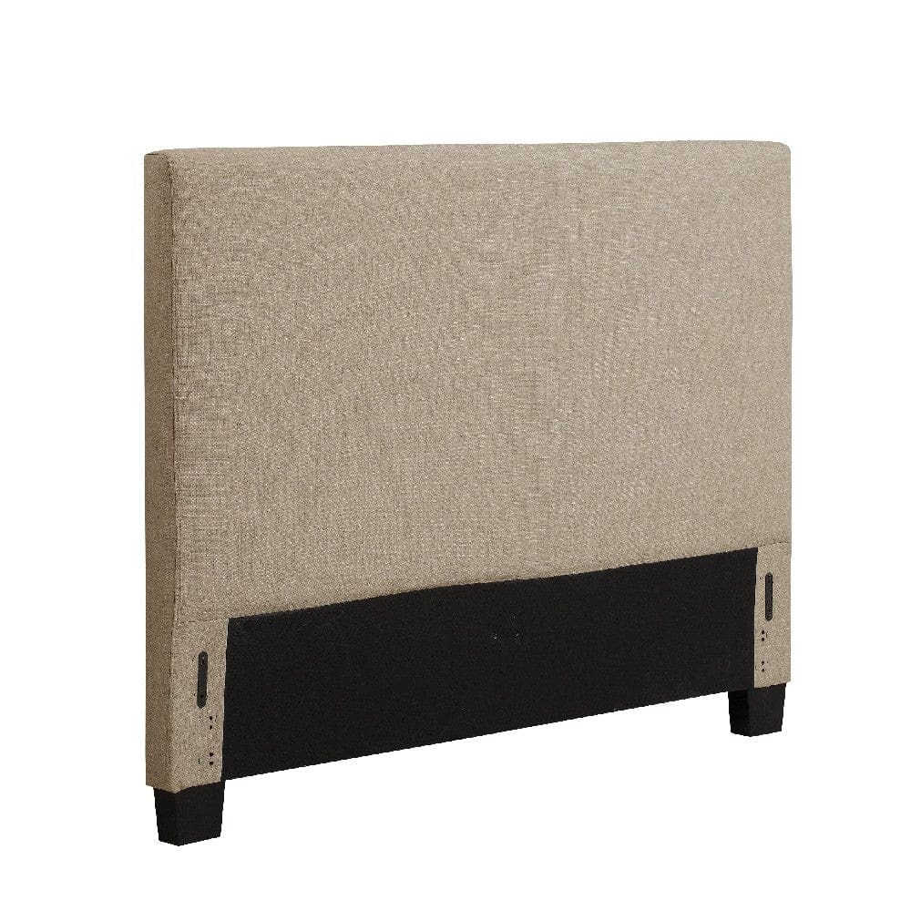 Elle Queen Size Upholstered Headboard, Panel Design, Beige By Casagear Home