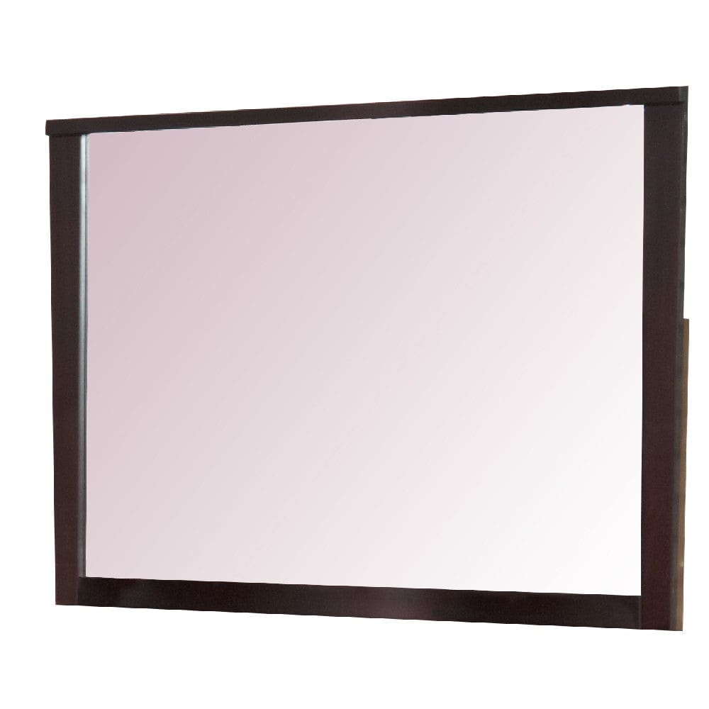 Fang 50 Inch Rectangular Dresser Mirror, Wood Frame, Dark Cherry Brown By Casagear Home