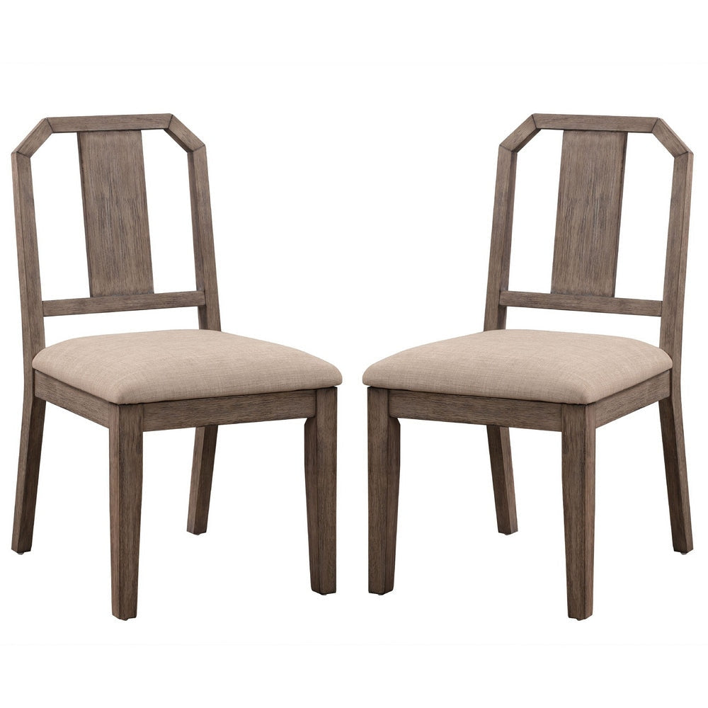 Yu 36 Inch Acacia Wood Dining Chair, Slat Back, Set of 2, Weathered Brown By Casagear Home