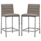 Eun 26 Inch Vegan Faux Leather Counter Stool Chrome Legs Set of 2 Gray By Casagear Home BM273677