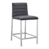 Eun 26 Inch Faux Leather Counter Stool, Chrome Legs, Set of 2, Dark Gray By Casagear Home