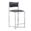 Eun 26 Inch Faux Leather Counter Stool, Chrome Base, Set of 2, Dark Gray By Casagear Home