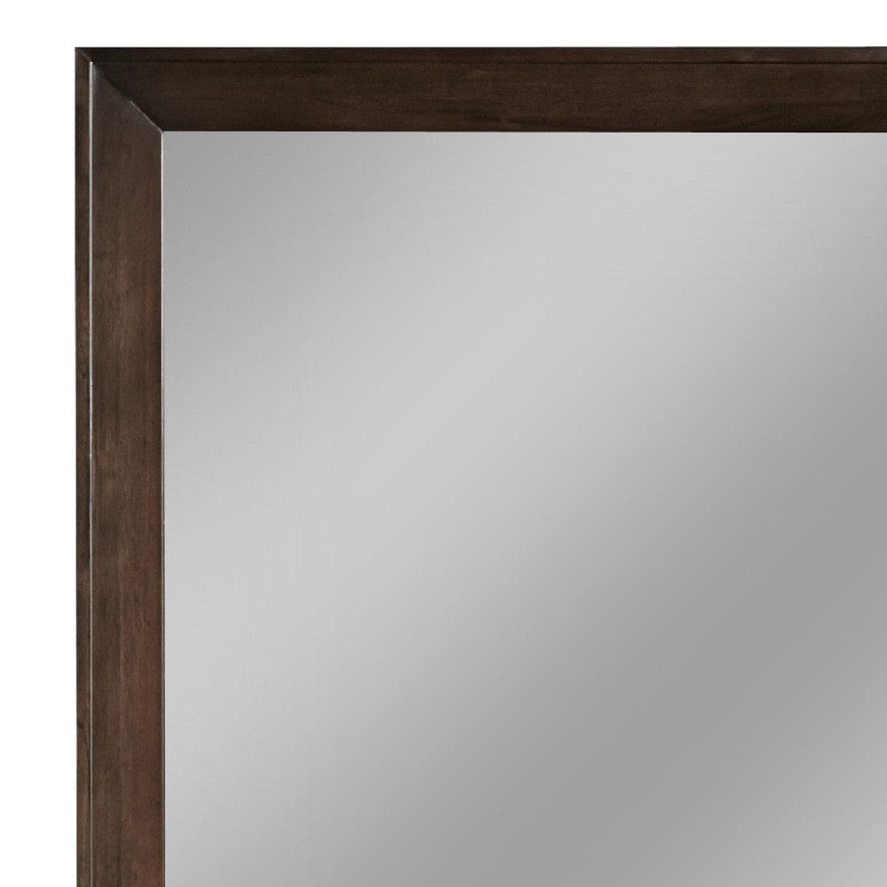 Steve 51 Inch Modern Rectangular Wall Mirror Glossy Pine Wood Frame Brown By Casagear Home BM274075