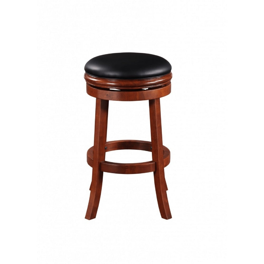 Sabi 30 inch Swivel Counter Stool Solid Wood Faux Leather Brown Black By Casagear Home BM274233