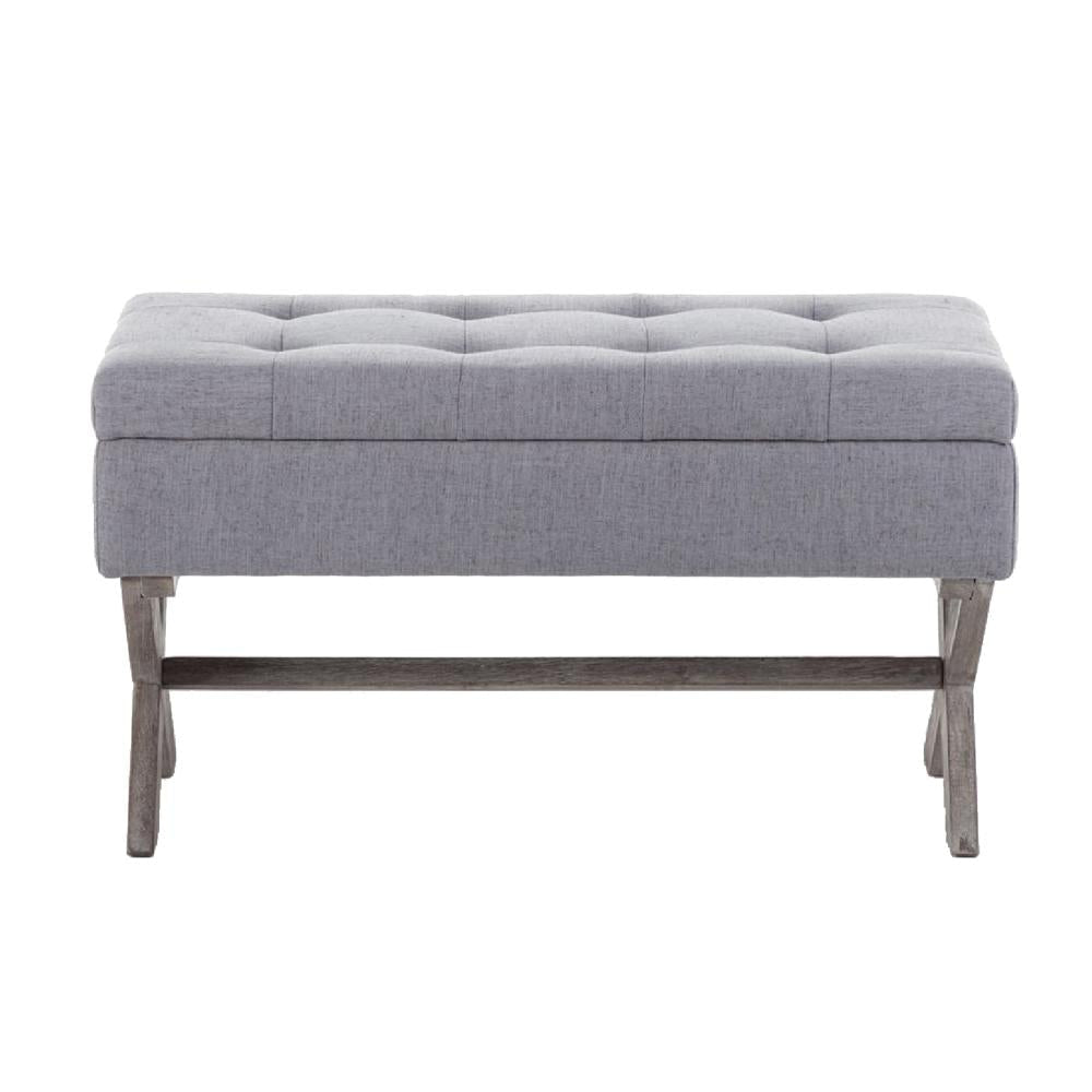 36 Inch Fabric Lift Top Storage Bench with Button Tufting Gray By Casagear Home BM274259