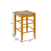 Chris 24 Inch Counter Stool with Wood Frame Handwoven Rush Seat Oak Brown By Casagear Home BM274265