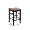 Chris 24 Inch Counter Stool with Wood Frame Handwoven Rush Seat Black By Casagear Home BM274267