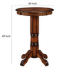 Ava 42 Inch Wood Pub Bar Table Sunburst Design Carved Pedestal Brown By Casagear Home BM274271