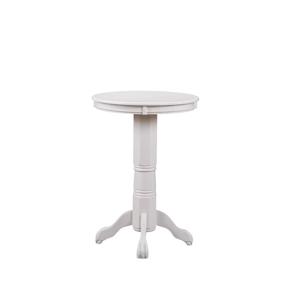 Ava 42 Inch Wood Pub Bar Table Molded Trim Carved Pedestal White By Casagear Home BM274272