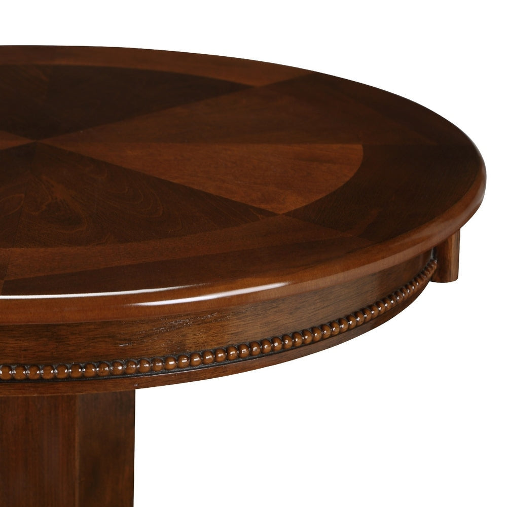 Ava 42 Inch Wood Pub Bar Table Sunburst Design Carved Pedestal Cappuccino By Casagear Home BM274274