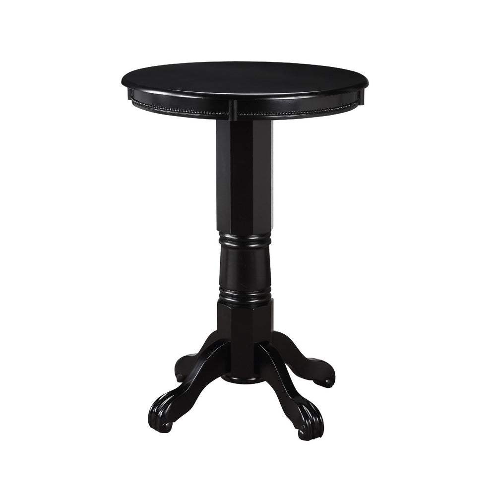 Ava 42 Inch Wood Pub Bar Table Molded Trim Carved Pedestal Black By Casagear Home BM274275