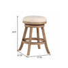 Liam 24 Inch Wood Counter Stool Swivel Seat High Density Foam Cushion Ivory By Casagear Home BM274277