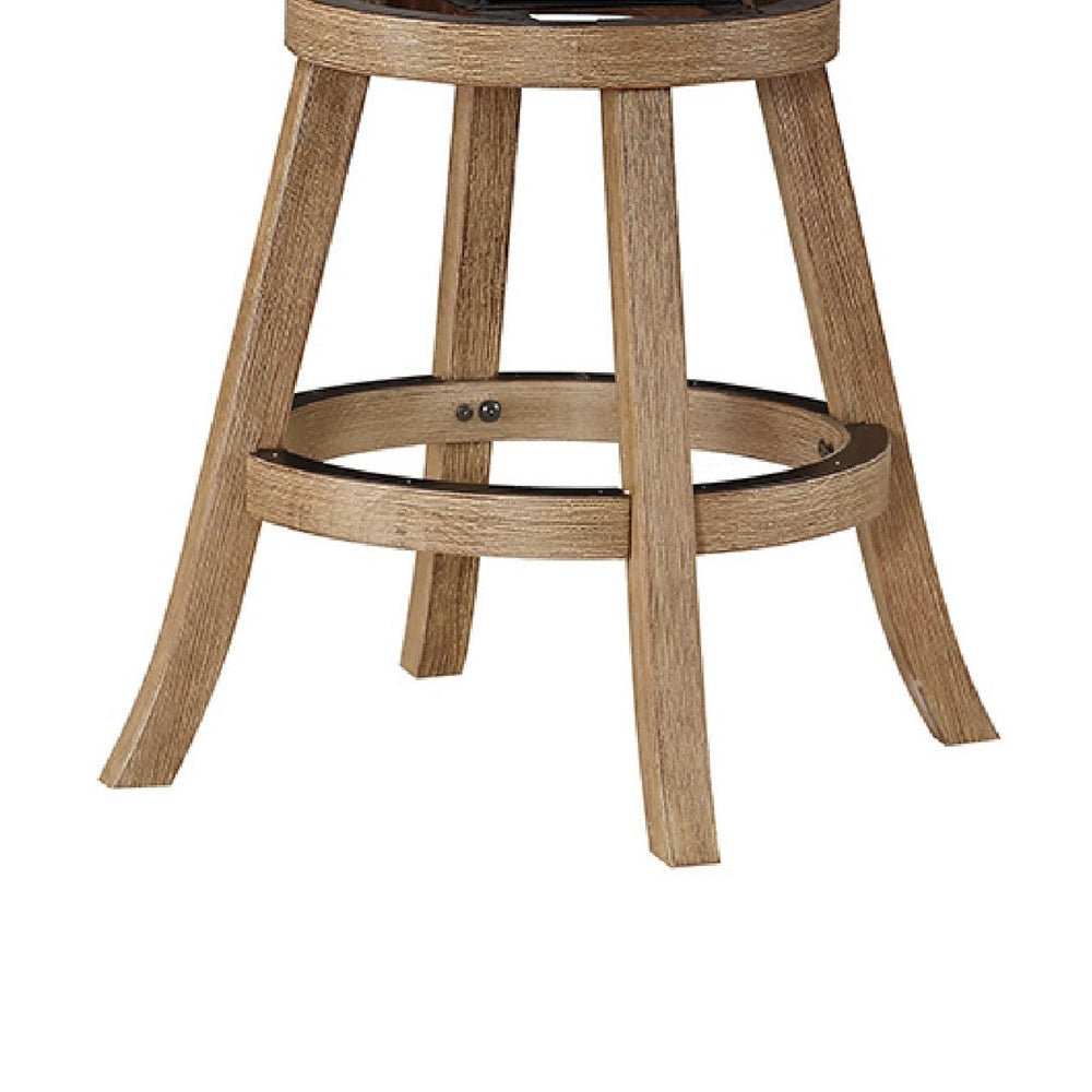 Adam 24 Inch Solid Wood Swivel Counter Stool Slatted Back Ivory By Casagear Home BM274279