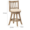 Adam 24 Inch Solid Wood Swivel Counter Stool Slatted Back Ivory By Casagear Home BM274279