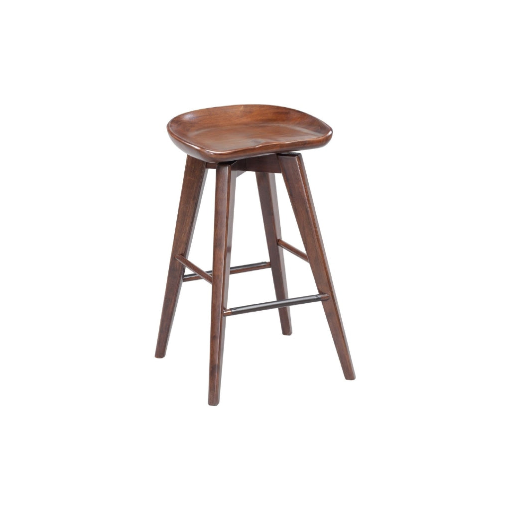 Esme 24 Inch Swivel Counter Stool Contour Seat Wood Tapered Legs Brown By Casagear Home BM274304