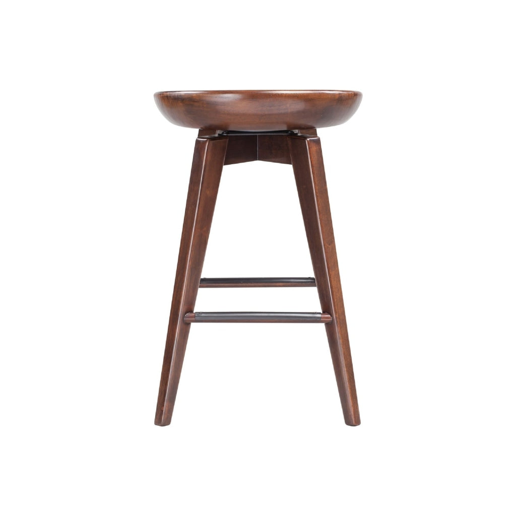 Esme 24 Inch Swivel Counter Stool Contour Seat Wood Tapered Legs Brown By Casagear Home BM274304