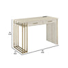 42 Inch Desk Console Table 2 Drawers Metal Base Oak White Gold By Casagear Home BM274607