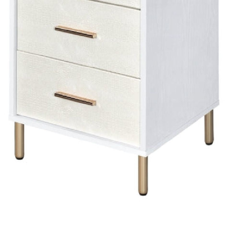 San 45 Inch 5 Drawer Jewelry Storage Chest Gold Metal Legs White and Gold By Casagear Home BM274616